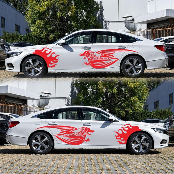 2 PCS/Set D-489 Fire-breathing Dragon Pattern Car Modified Decorative Sticker(Red)