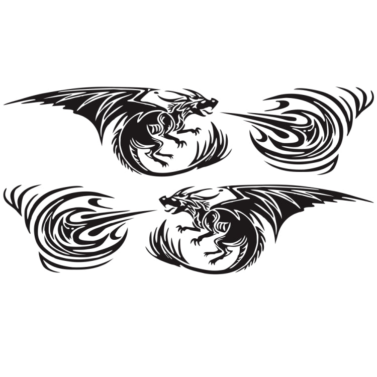 2 PCS/Set D-498 Pterosaur Spitfire Pattern Car Modified Decorative Sticker(Black)