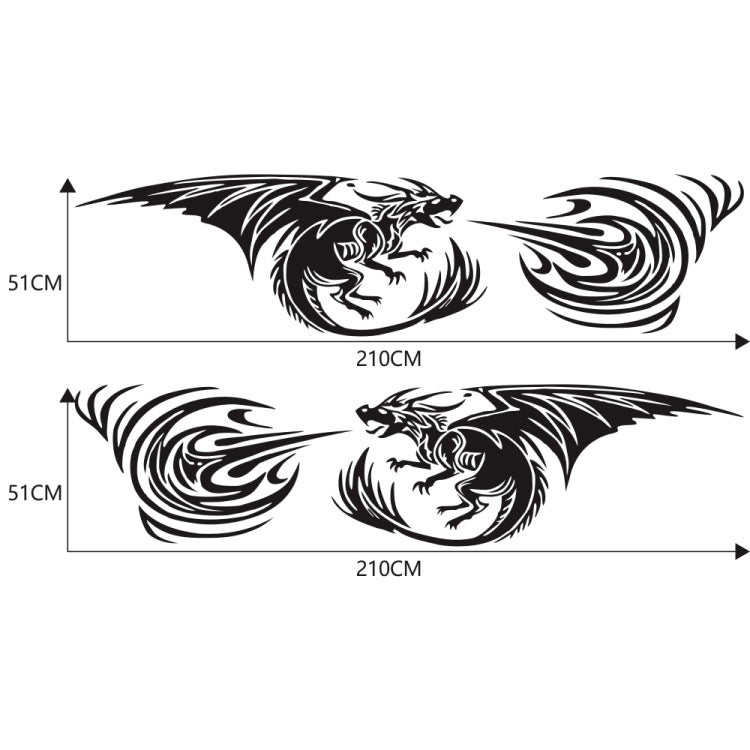 2 PCS/Set D-498 Pterosaur Spitfire Pattern Car Modified Decorative Sticker(Black)