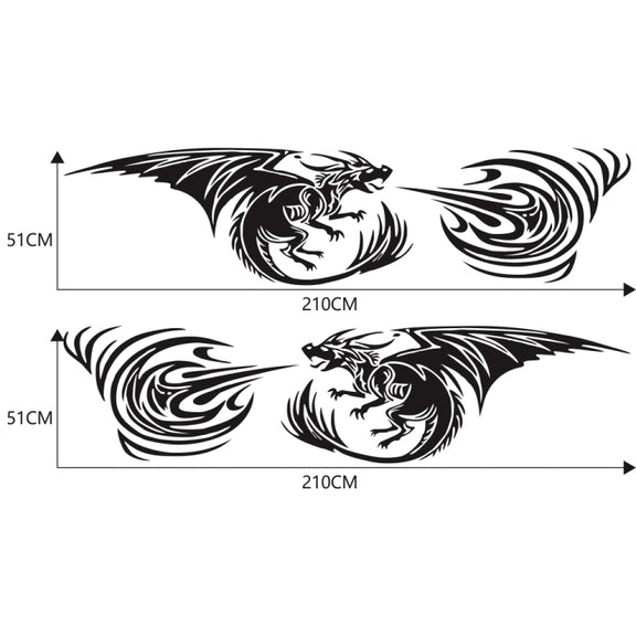 2 PCS/Set D-498 Pterosaur Spitfire Pattern Car Modified Decorative Sticker(Black)