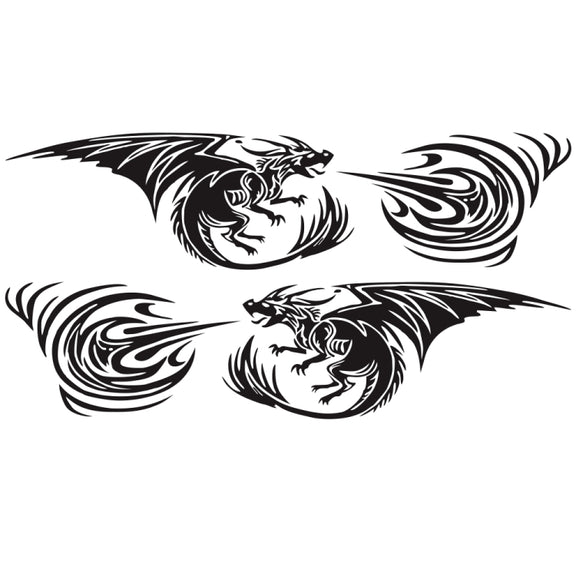 2 PCS/Set D-498 Pterosaur Spitfire Pattern Car Modified Decorative Sticker(Black)