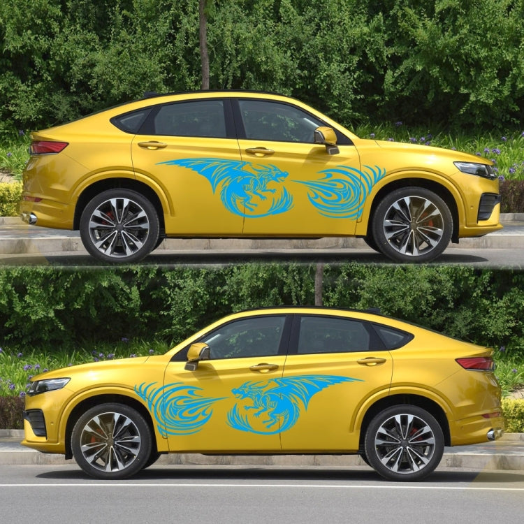 2 PCS/Set D-498 Pterosaur Spitfire Pattern Car Modified Decorative Sticker(Blue)