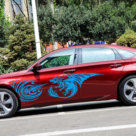 2 PCS/Set D-498 Pterosaur Spitfire Pattern Car Modified Decorative Sticker(Blue)