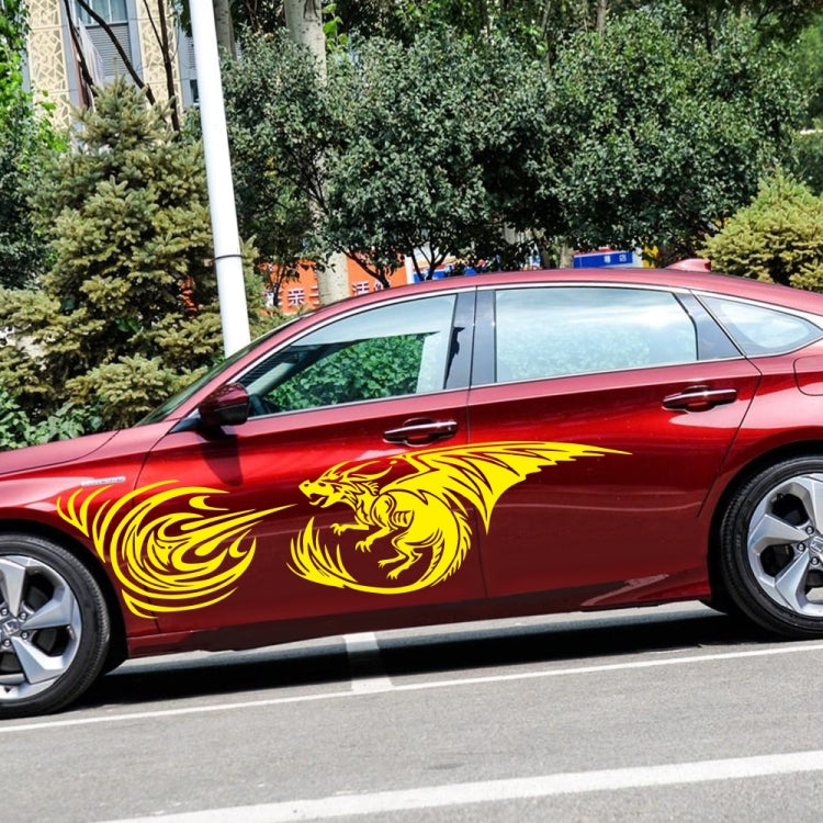 2 PCS/Set D-498 Pterosaur Spitfire Pattern Car Modified Decorative Sticker(Yellow)