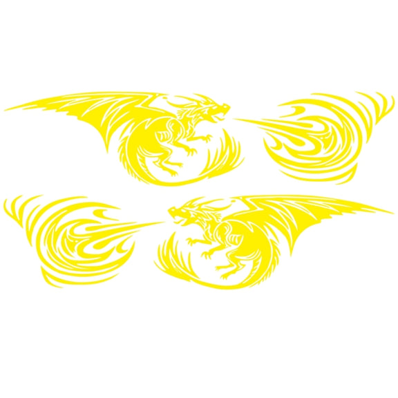 2 PCS/Set D-498 Pterosaur Spitfire Pattern Car Modified Decorative Sticker(Yellow)