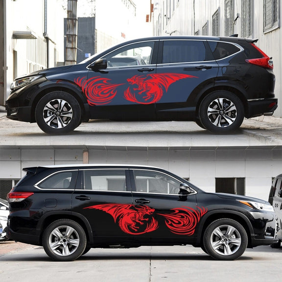 2 PCS/Set D-498 Pterosaur Spitfire Pattern Car Modified Decorative Sticker(Red)