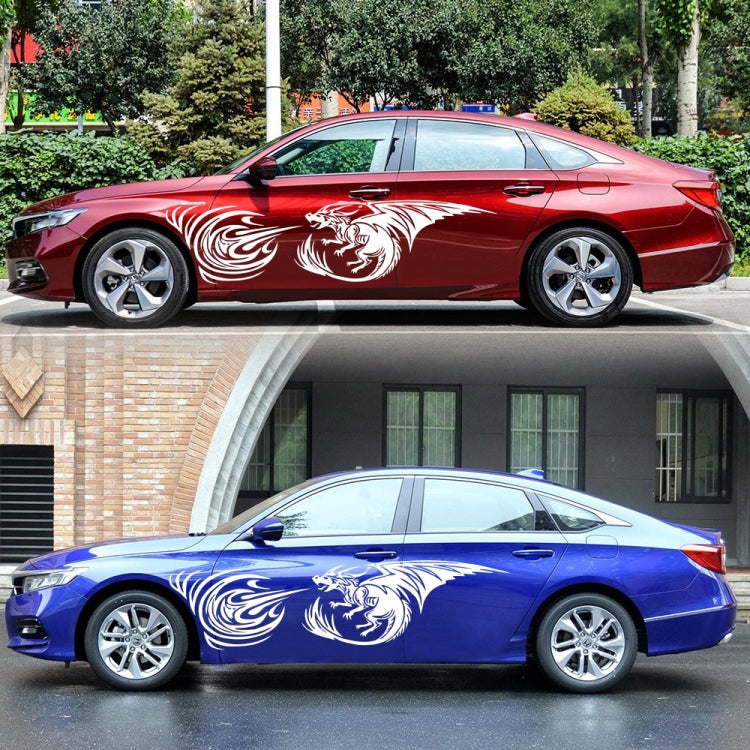 2 PCS/Set D-498 Pterosaur Spitfire Pattern Car Modified Decorative Sticker(White)
