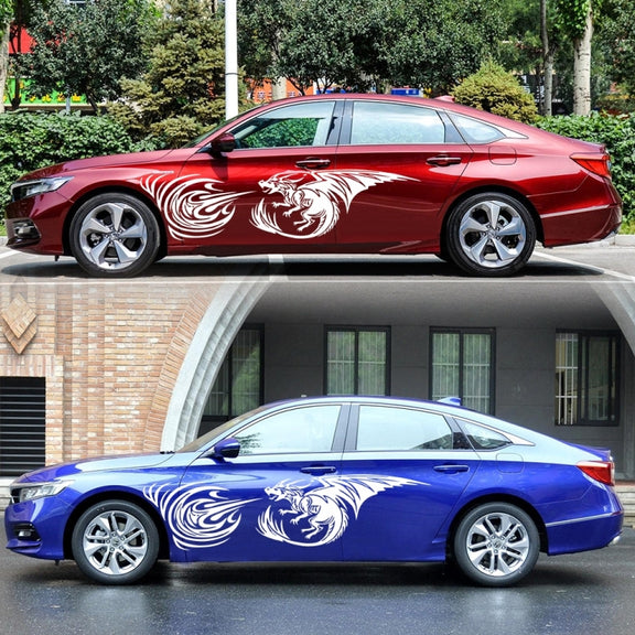 2 PCS/Set D-498 Pterosaur Spitfire Pattern Car Modified Decorative Sticker(White)