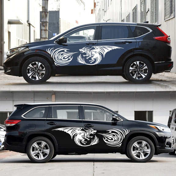 2 PCS/Set D-498 Pterosaur Spitfire Pattern Car Modified Decorative Sticker(White)