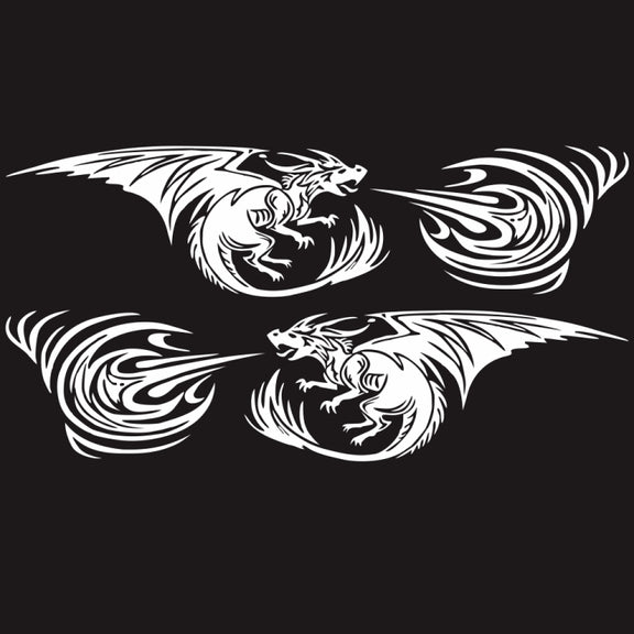 2 PCS/Set D-498 Pterosaur Spitfire Pattern Car Modified Decorative Sticker(White)