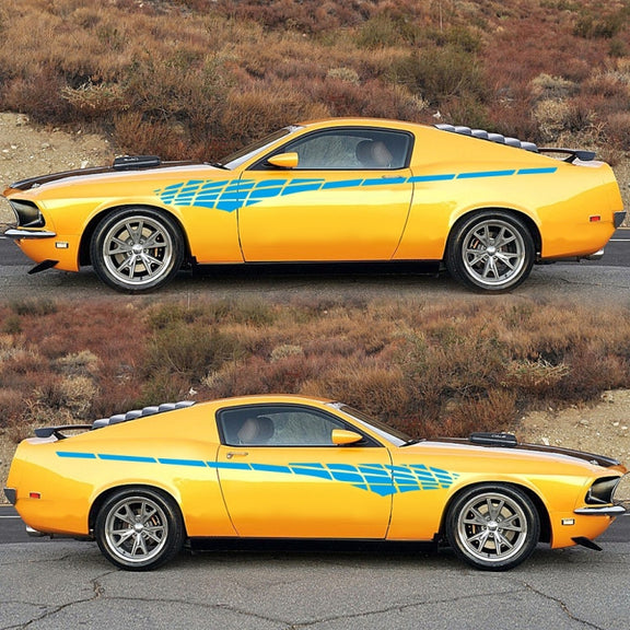 2 PCS/Set D-501 Plaid Pattern Car Modified Decorative Sticker(Blue)