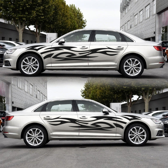 2 PCS/Set D-521 Fire Totem Pattern Car Modified Decorative Sticker(Black)