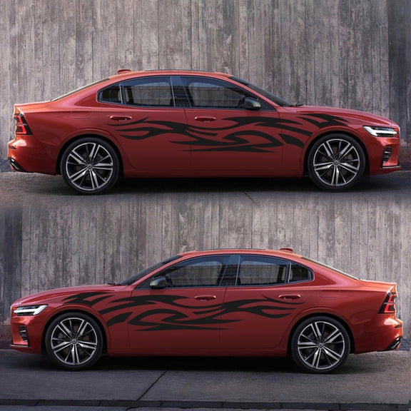 2 PCS/Set D-521 Fire Totem Pattern Car Modified Decorative Sticker(Black)