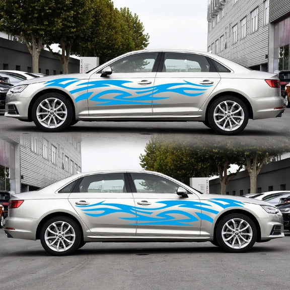 2 PCS/Set D-521 Fire Totem Pattern Car Modified Decorative Sticker(Blue)