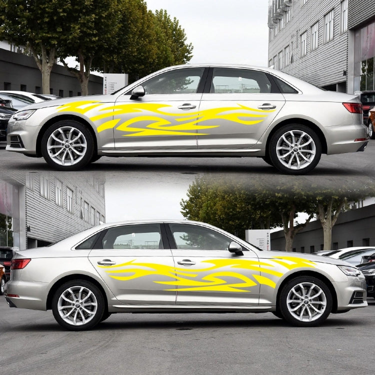 2 PCS/Set D-521 Fire Totem Pattern Car Modified Decorative Sticker(Yellow)