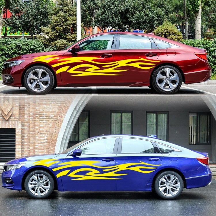 2 PCS/Set D-521 Fire Totem Pattern Car Modified Decorative Sticker(Yellow)