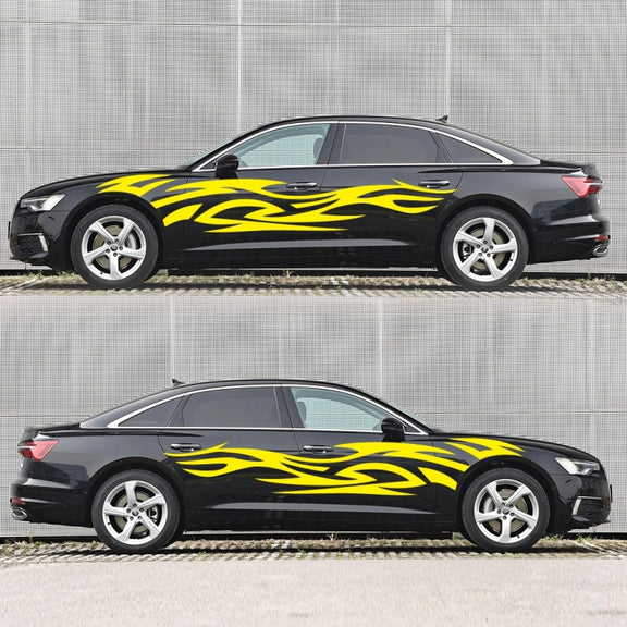 2 PCS/Set D-521 Fire Totem Pattern Car Modified Decorative Sticker(Yellow)