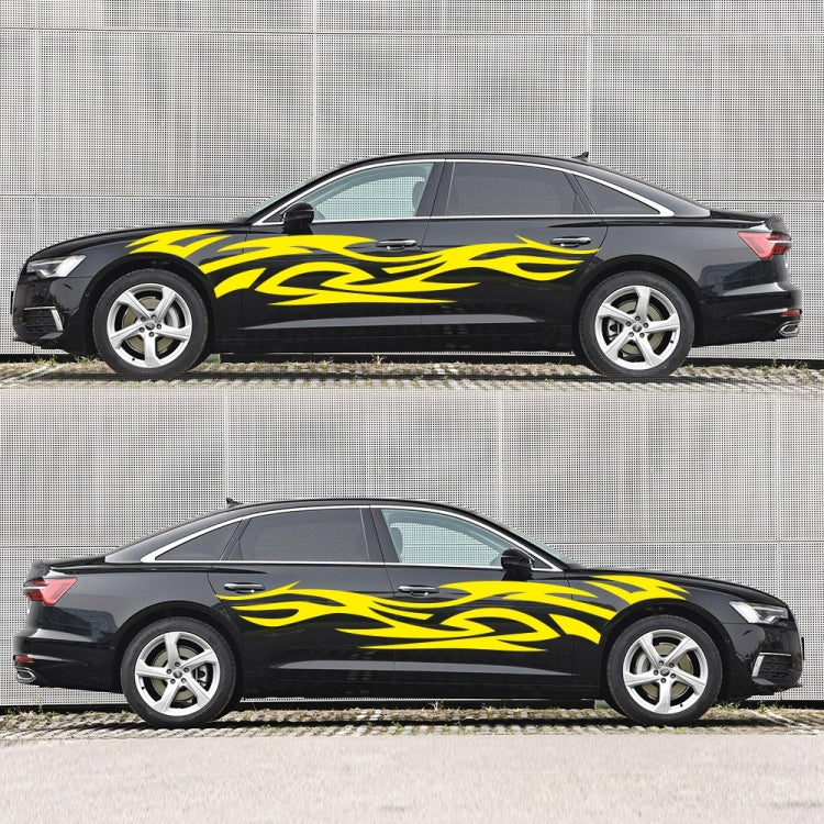2 PCS/Set D-521 Fire Totem Pattern Car Modified Decorative Sticker(Yellow)