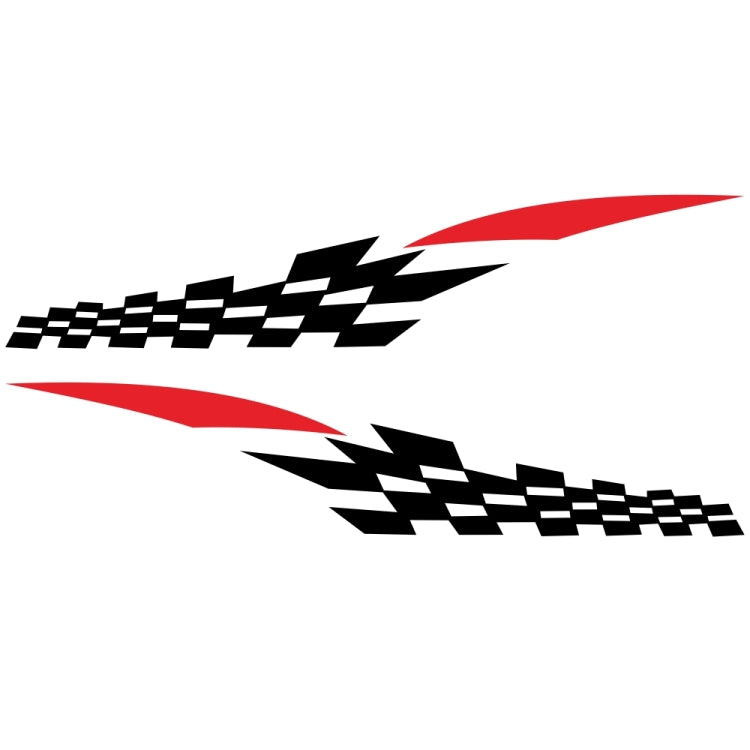2 PCS/Set D-538 Checkered Totem Pattern Car Modified Decorative Sticker(Black+Red)