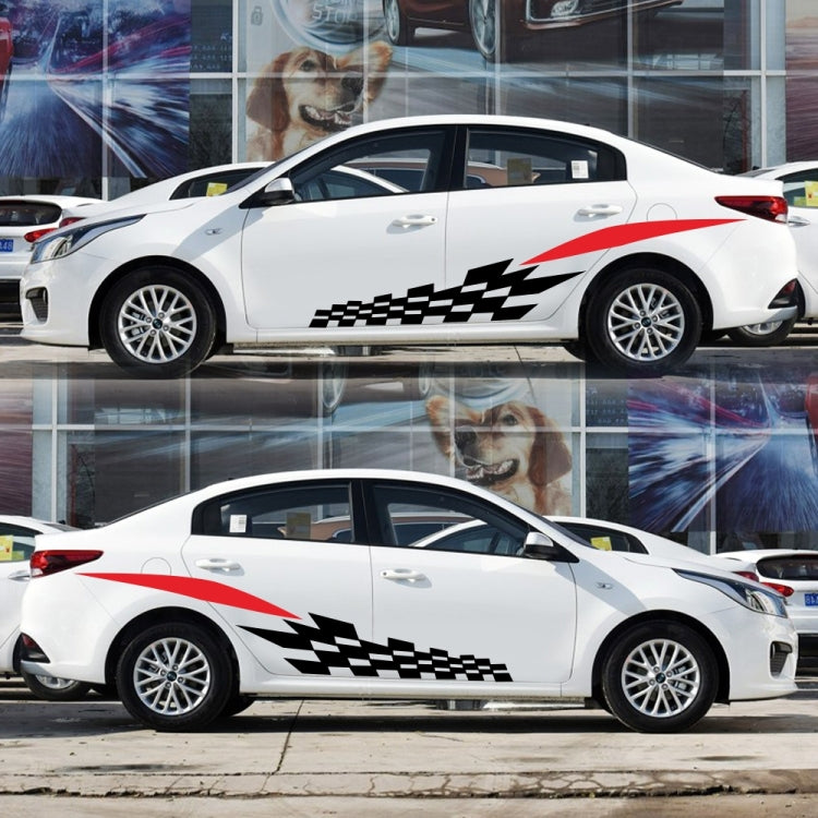 2 PCS/Set D-538 Checkered Totem Pattern Car Modified Decorative Sticker(Black+Red)
