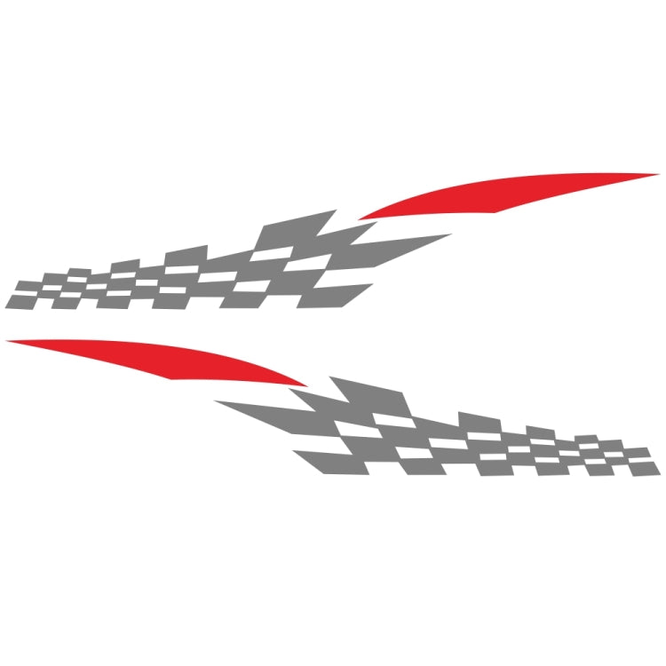 2 PCS/Set D-538 Checkered Totem Pattern Car Modified Decorative Sticker(Grey+Red)