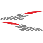 2 PCS/Set D-538 Checkered Totem Pattern Car Modified Decorative Sticker(Grey+Red)
