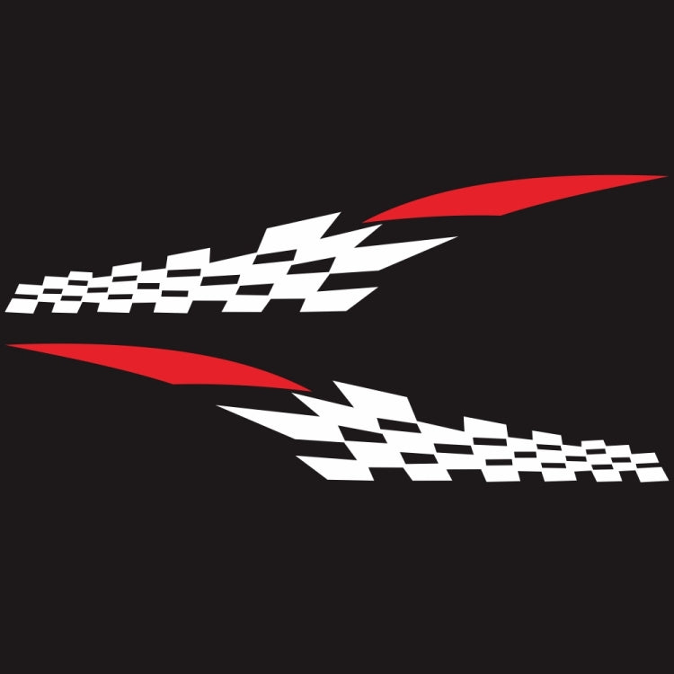 2 PCS/Set D-538 Checkered Totem Pattern Car Modified Decorative Sticker(White+Red)