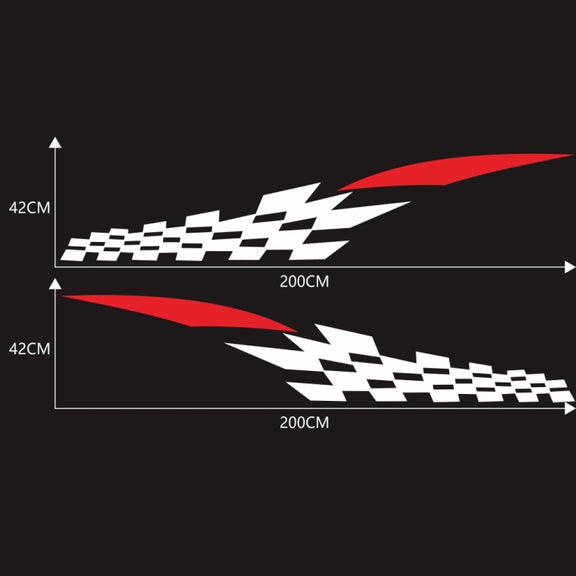 2 PCS/Set D-538 Checkered Totem Pattern Car Modified Decorative Sticker(White+Red)