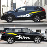 2 PCS/Set D-538 Checkered Totem Pattern Car Modified Decorative Sticker(White+Yellow)