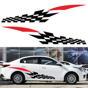2 PCS/Set D-538 Checkered Totem Pattern Car Modified Decorative Sticker(Black+Red)