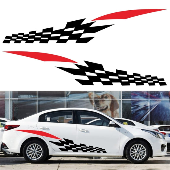 2 PCS/Set D-538 Checkered Totem Pattern Car Modified Decorative Sticker(Black+Red)