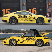 2 PCS/Set D-545 Rose Pattern Car Modified Decorative Sticker(Black)