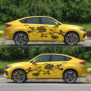 2 PCS/Set D-545 Rose Pattern Car Modified Decorative Sticker(Black)