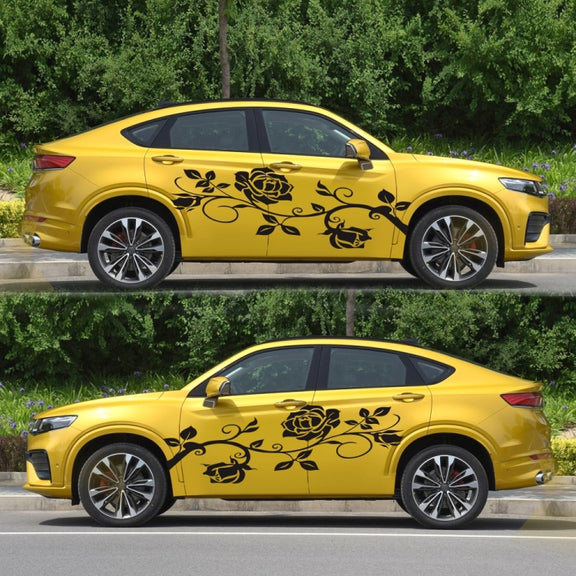 2 PCS/Set D-545 Rose Pattern Car Modified Decorative Sticker(Black)