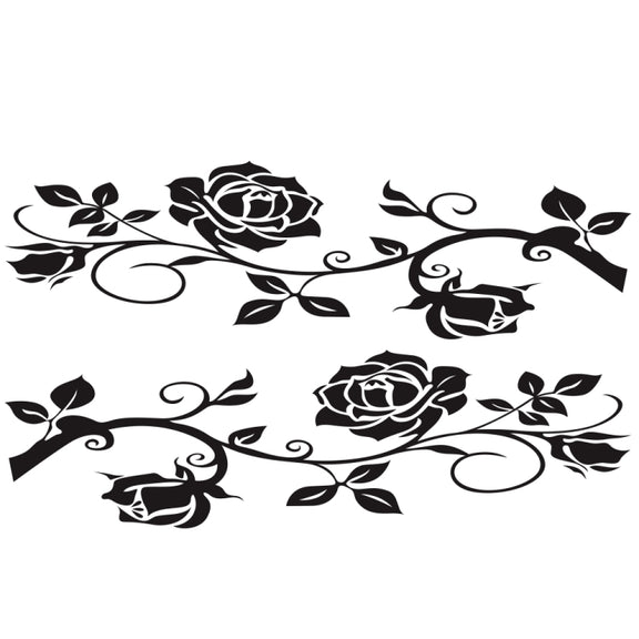 2 PCS/Set D-545 Rose Pattern Car Modified Decorative Sticker(Black)