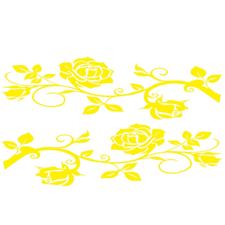 2 PCS/Set D-545 Rose Pattern Car Modified Decorative Sticker(Yellow)