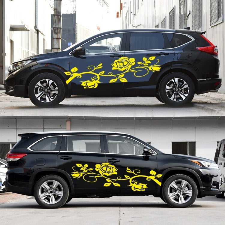 2 PCS/Set D-545 Rose Pattern Car Modified Decorative Sticker(Yellow)