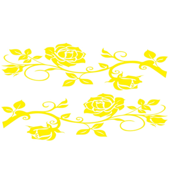 2 PCS/Set D-545 Rose Pattern Car Modified Decorative Sticker(Yellow)