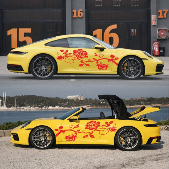 2 PCS/Set D-545 Rose Pattern Car Modified Decorative Sticker(Red)