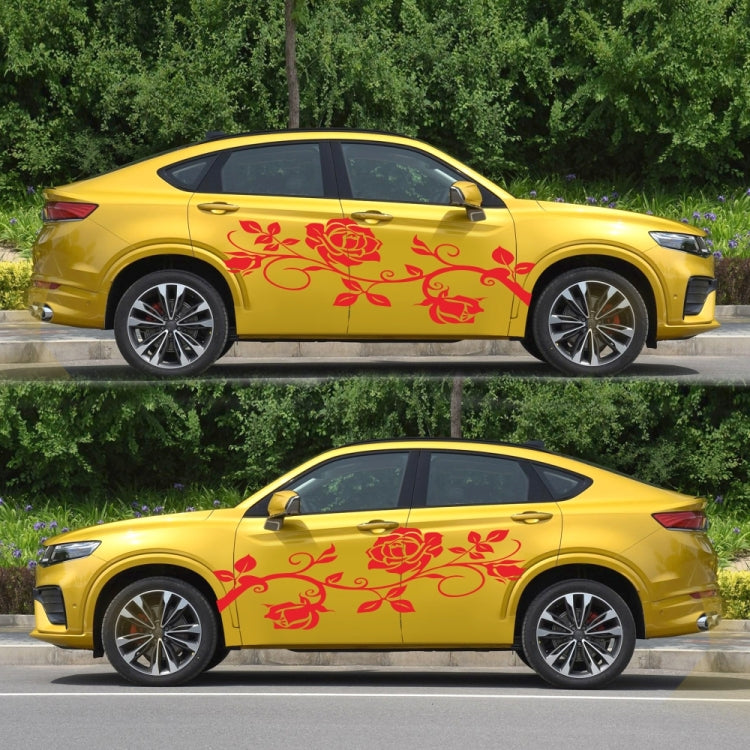 2 PCS/Set D-545 Rose Pattern Car Modified Decorative Sticker(Red)