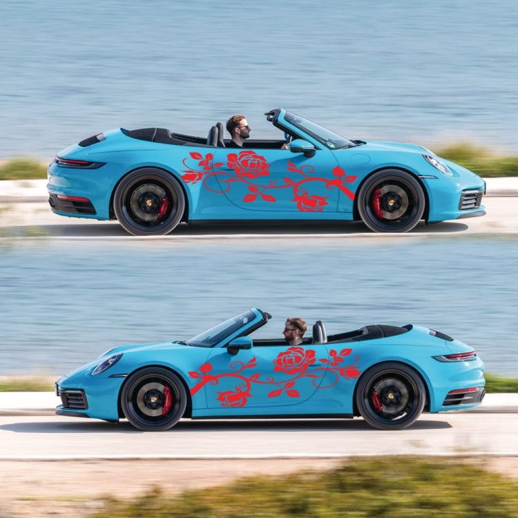 2 PCS/Set D-545 Rose Pattern Car Modified Decorative Sticker(Red)