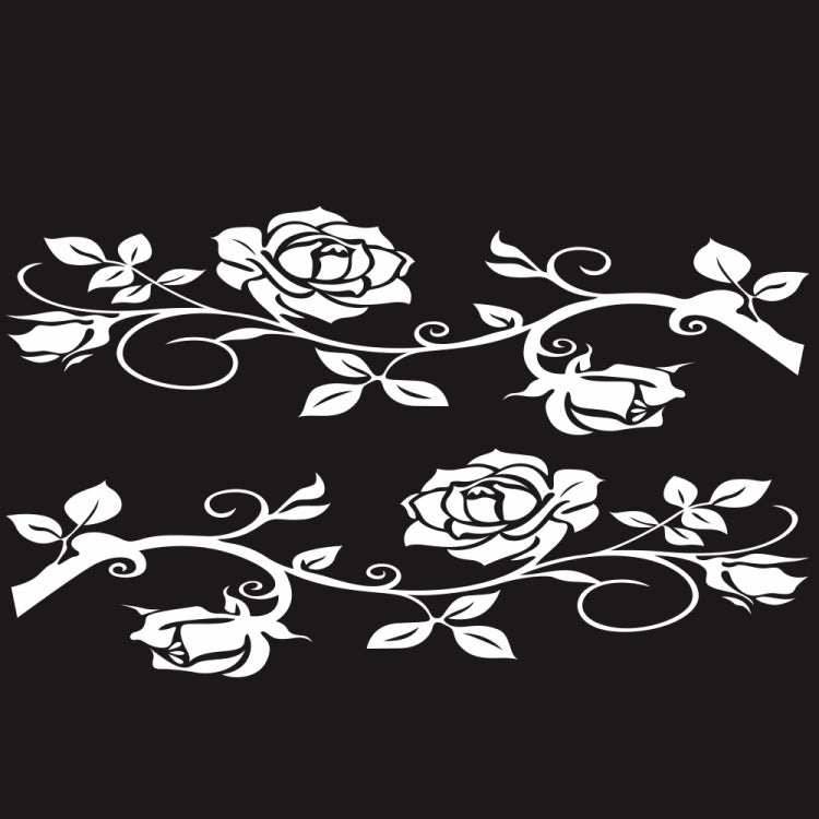 2 PCS/Set D-545 Rose Pattern Car Modified Decorative Sticker(White)