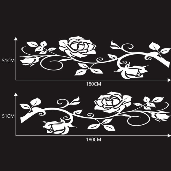 2 PCS/Set D-545 Rose Pattern Car Modified Decorative Sticker(White)