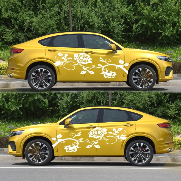 2 PCS/Set D-545 Rose Pattern Car Modified Decorative Sticker(White)