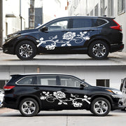 2 PCS/Set D-545 Rose Pattern Car Modified Decorative Sticker(White)