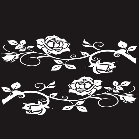 2 PCS/Set D-545 Rose Pattern Car Modified Decorative Sticker(White)