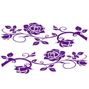 2 PCS/Set D-545 Rose Pattern Car Modified Decorative Sticker(Purple)