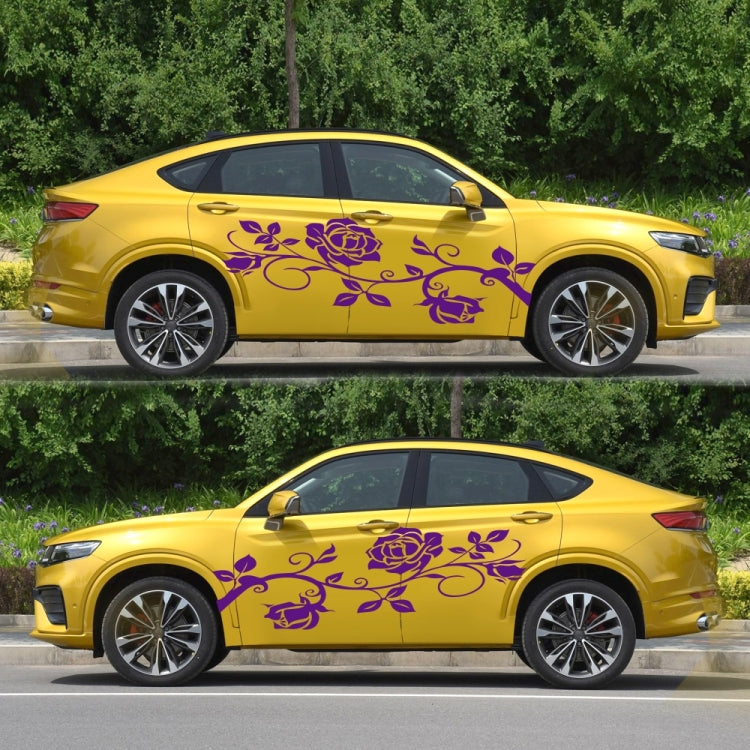 2 PCS/Set D-545 Rose Pattern Car Modified Decorative Sticker(Purple)