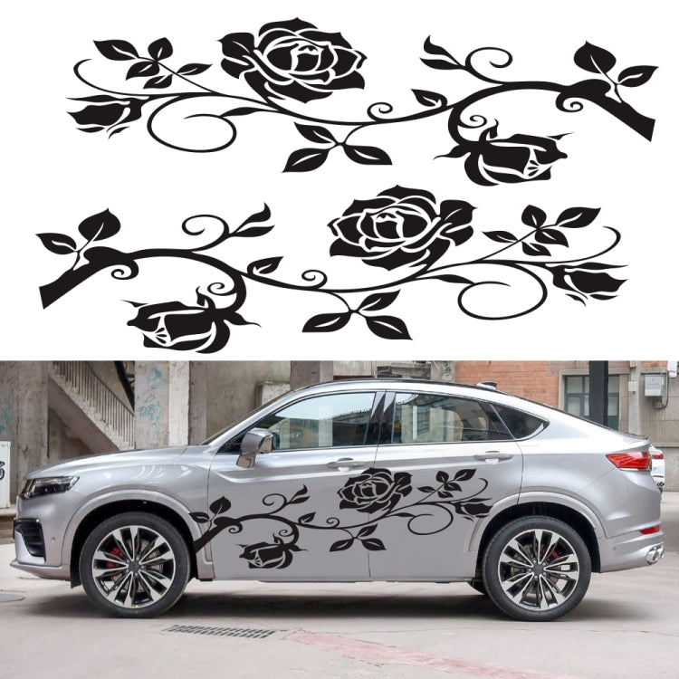 2 PCS/Set D-545 Rose Pattern Car Modified Decorative Sticker(Yellow)