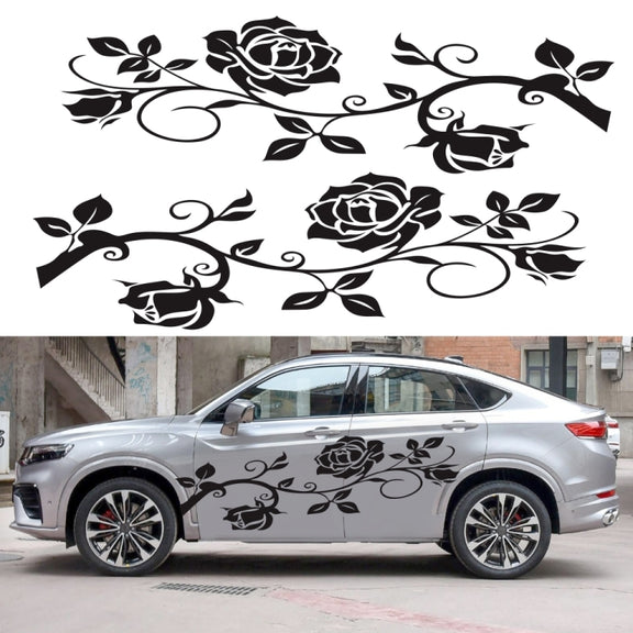 2 PCS/Set D-545 Rose Pattern Car Modified Decorative Sticker(White)